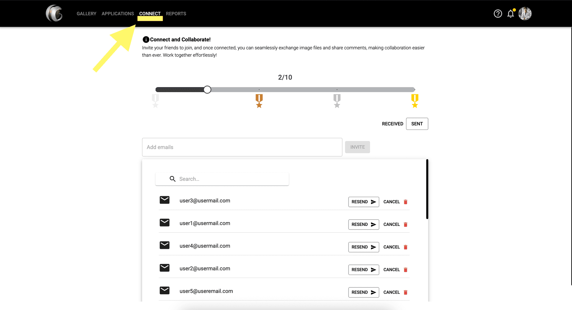 Step 1 image about Berbagi dan Menghubungkan tutorial Step 1: Buka tab 'Hubungkan'.