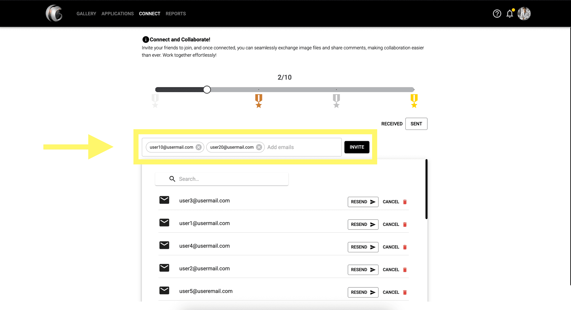 Step 3 image about Berbagi dan Menghubungkan tutorial Step 3: Kirim permintaan koneksi dan tunggu penerimaan.